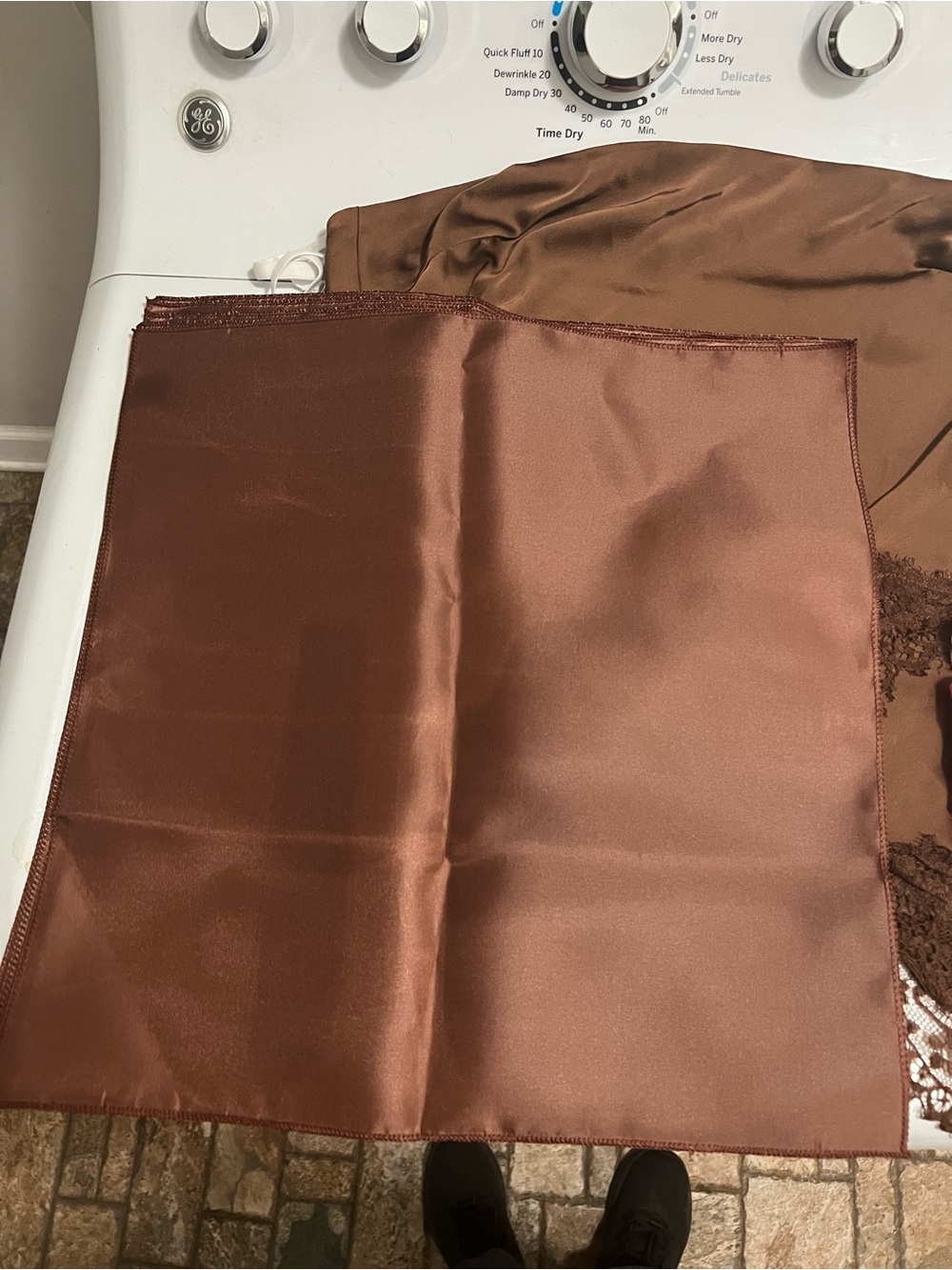 Satin Square Scarf in Rich Copper Brown